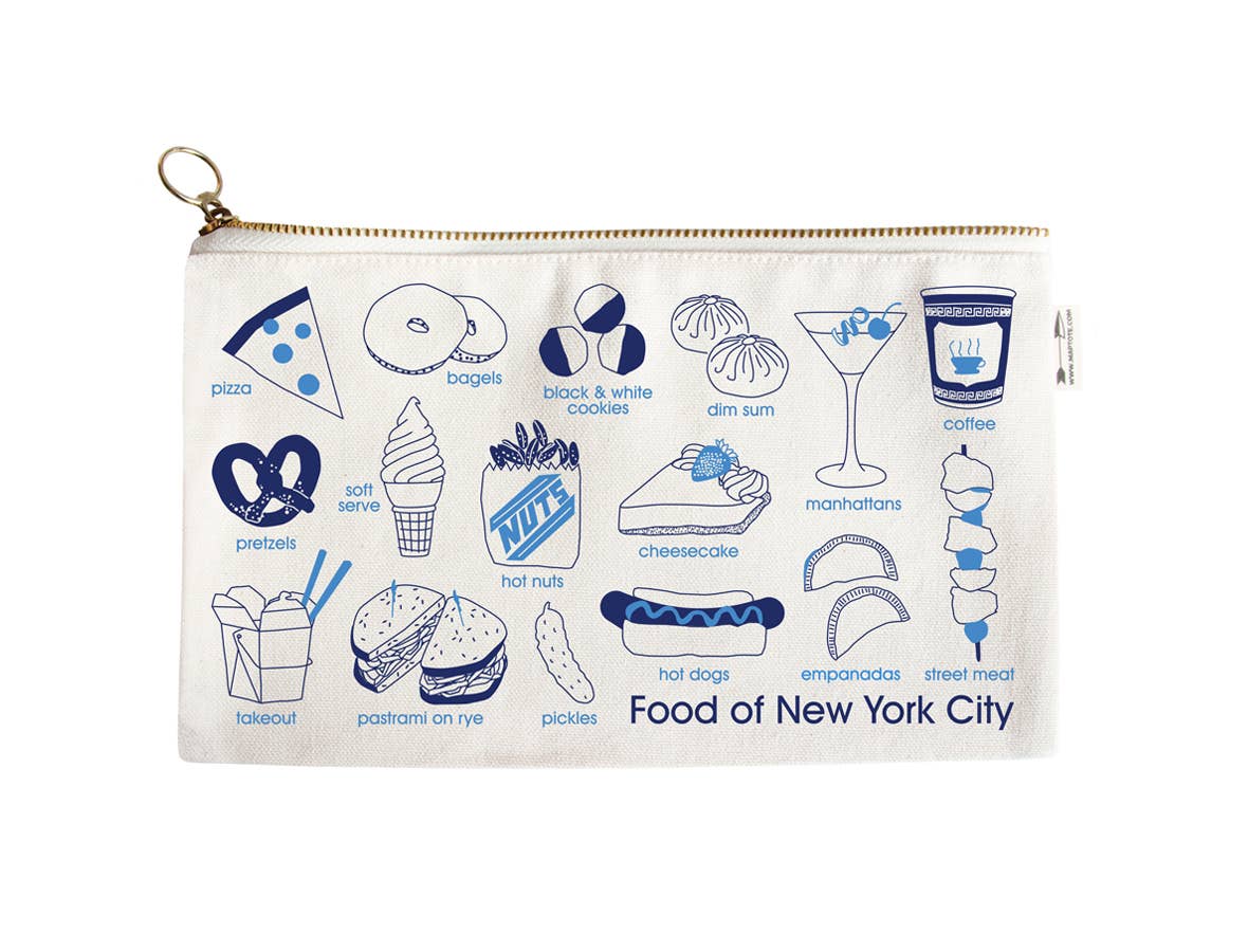 New York City Foodie Slim Pouch - 100% Cotton Canvas