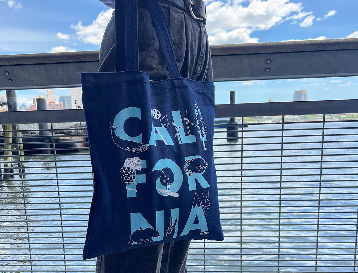 California Font Denim Tote