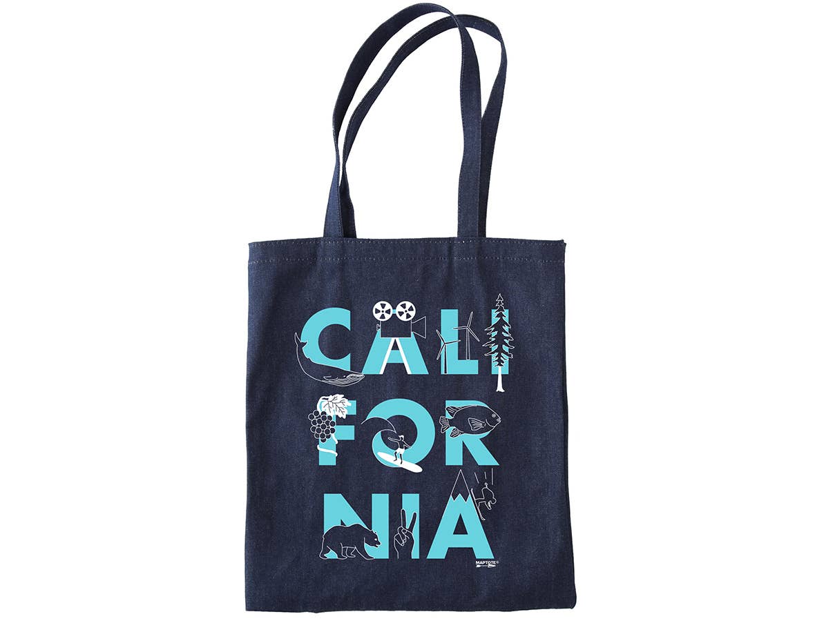 California Font Denim Tote