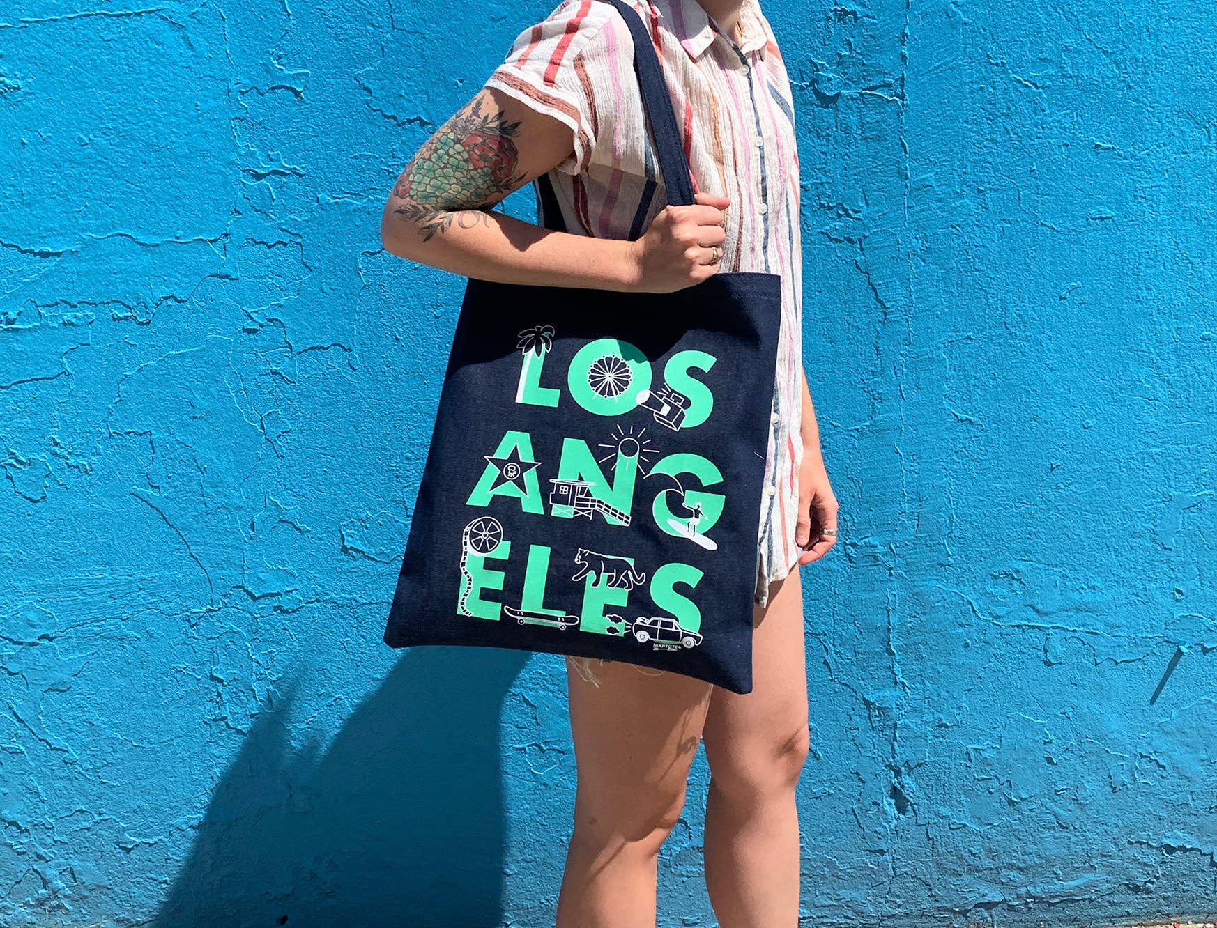 Los Angeles Font Denim Tote