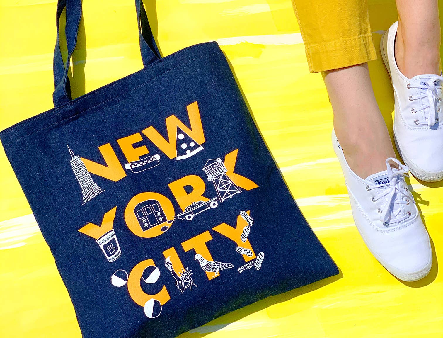 New York City Font Denim Tote