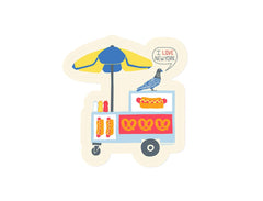 New York City Food Cart & Pigeon Sticker