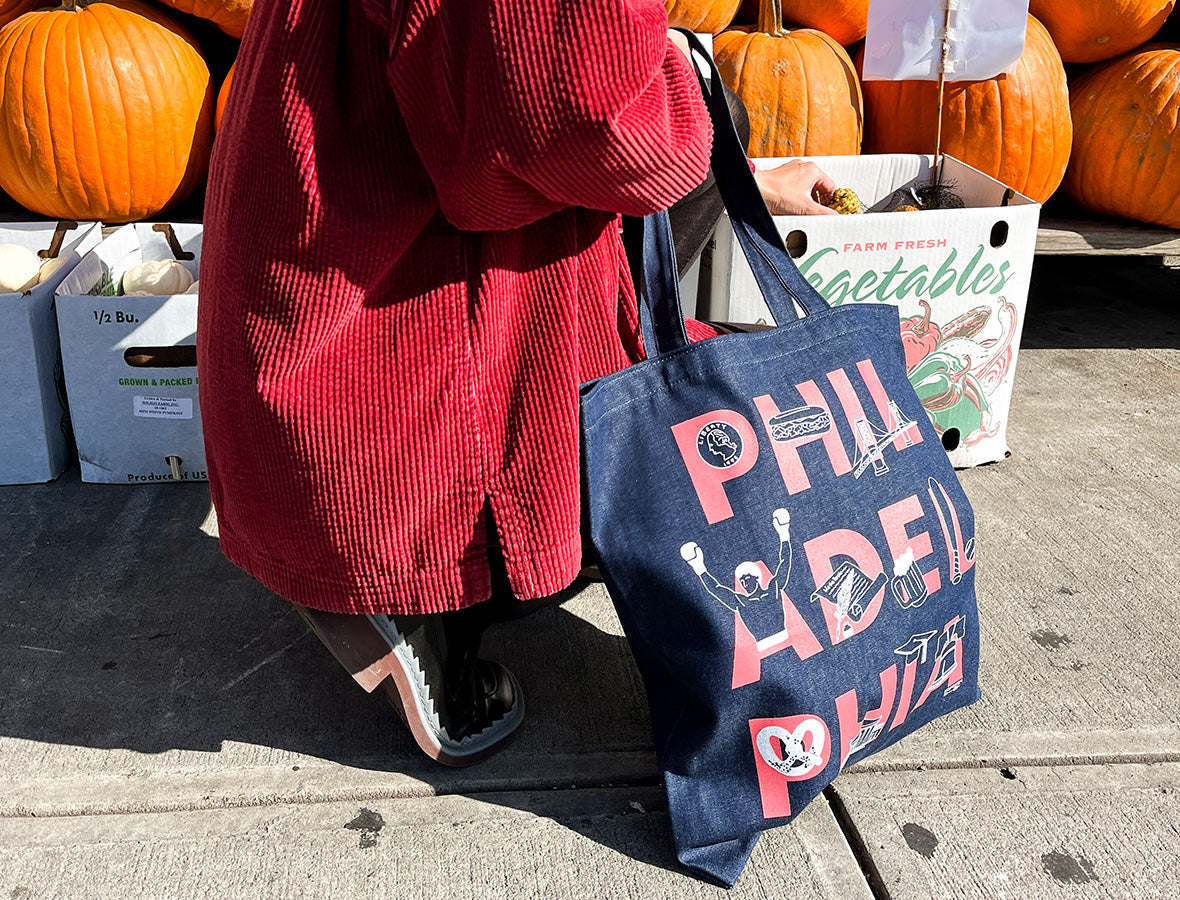 Philadelphia Font Denim Tote