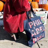 Philadelphia Font Denim Tote