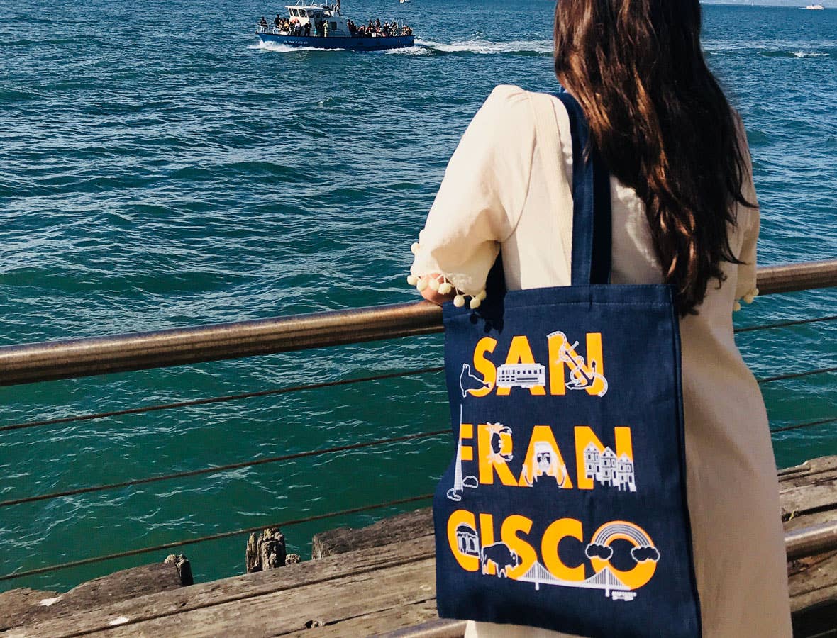 San Francisco Font Denim Tote